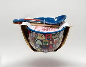 NEU Klassische Star Wars Collage 20 Unzen Blau Keramik Nudel Schüssel mit Essstäbchen & Löffel - Bild 1 von 9