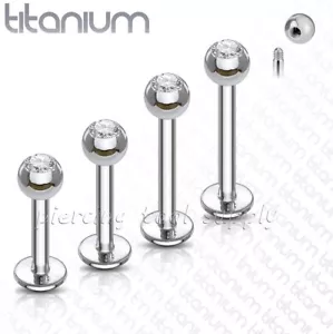 G23 Titanium Labret Monroe Tragus Piercing con Press Fit CZ 16G 1/4" a 1/2" - Foto 1 di 2