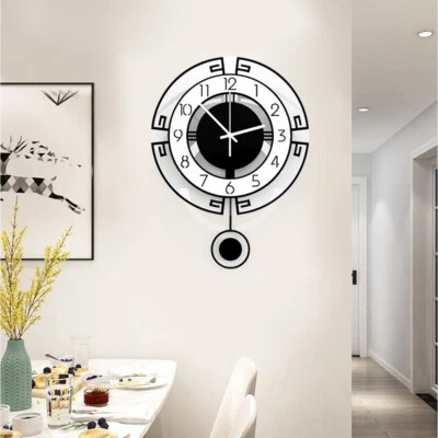 Reloj de pared grande oscilante moderno nórdico sala de estar reloj de pared péndulo silencioso Foto 1 de 4