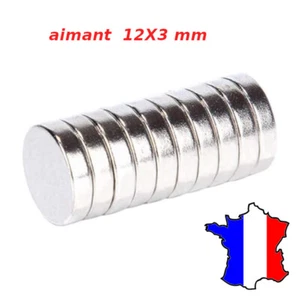 lot d'aimant permanent rond 12x3 disque NdFeB n50 12*3 épaisseur 3mm néodyme  - Photo 1/3