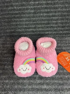 NEW Wonder Nation Infant Girls Pink Rainbow Slip On Bootie Slippers Size 4 - Picture 1 of 8