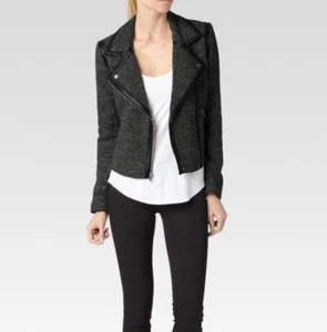 NWT Paige Telma Moto Luxe Jacket Coat Black Gold Ivory M - Picture 1 of 8