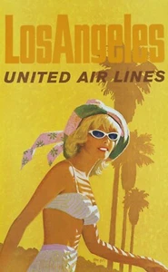 United Airlines Los Angeles Vintage Style Travel Poster Print 11x17  - Picture 1 of 1