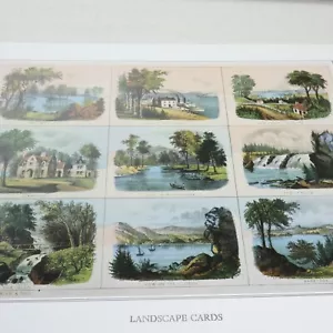 Currier & Ives Vtg Print Landscape Cards Saratoga Lake Hudson River Falls Glen - Picture 1 of 7