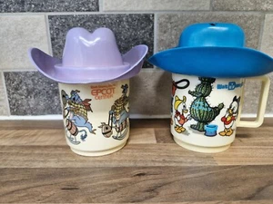 Vintage 1982 Disney Epcot Cowboyhut Figur Tasse Donald Duck Huey Dewey Louie X2 - Bild 1 von 8