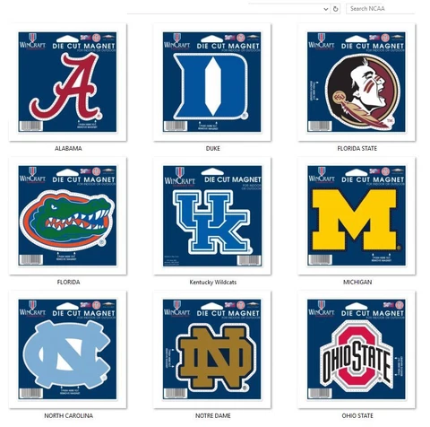 NCAA Team Die Cut 4 Inch Auto Magnet by WinCraft -Select- Team Below Cover