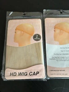 Wig Cap 2-Piece Set Ultra Stretch Breathable Reusable Bald Cap Method One Size - Picture 1 of 7