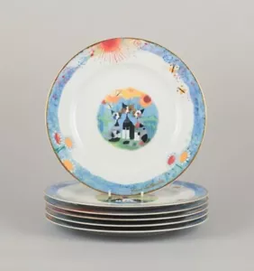 Rosina Wachtmeister for Goebel. Six porcelain dinner plates with cat motifs. - Picture 1 of 9