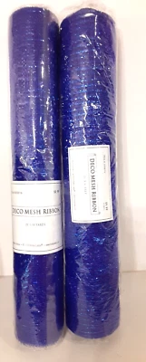 Hobby Lobby Deco Mesh Ribbon Blue Floral Design 21 in x 30 ft NIB - Image 1 of 2