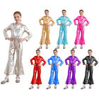 Kids Girls Boys Leotard Disco Costume Unisex Jumpsuit Metallic Unitard Dance