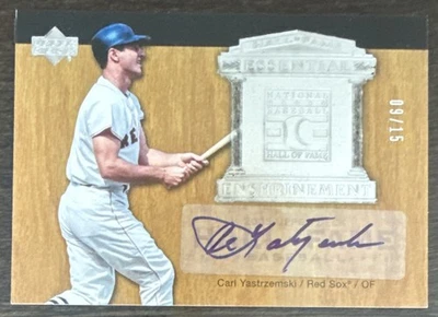 Carl YASTRZEMSKI🔥2005 UD Salón de la Fama Béisbol Consagración AUTO 9/15 Medias Rojas Foto 1 de 2