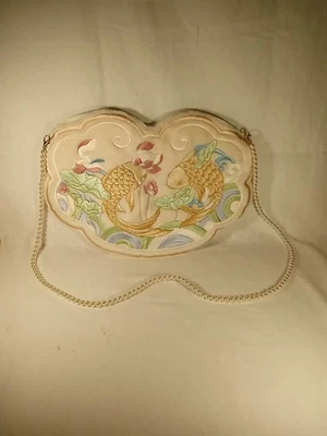 Bolsa de peces Koi bordada usada 9,5" x 13,5" Foto 1 de 4