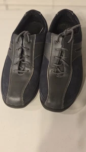 Clarks Zapatos Mujer 9W Azul Gris Cuero Bungee Cómodo Caminar Cordón  - Imagen 1 de 10