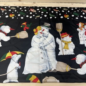 Talbots Silk Scarf Winter Snowmen Bears Birds 34x34 Square Hand Made in Italy B5 - Picture 1 of 16