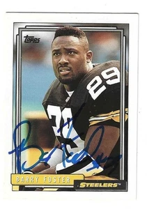Signierte Barry Foster 1992 Topps Pittsburgh Steelers Karte #526 mit Showticket - Bild 1 von 1