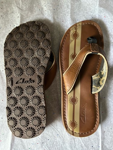 Sandali infradito infradito Clarks in pelle marrone chiaro da spiaggia donna taglia 7 M
