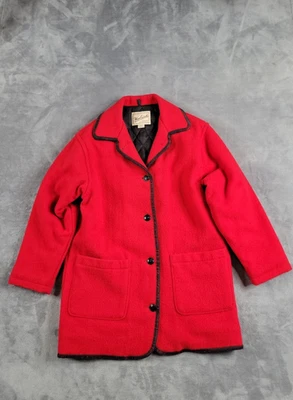 Chaqueta Woolrich Mujer Vintage Años 90 Pequeña Lana Roja Con Capucha Granero Acolchada Forrada EE. UU. Foto 1 de 4