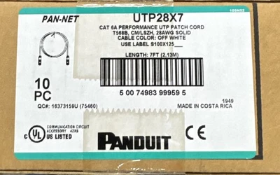 Qty 10 Panduit UTP28X7 Cat 6A 28 AWG UTP Copper Patch Cord, 7 FT. - Image 1 of 3