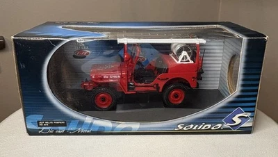 NIB NOS NEW SOLIDO Prestige 8076 1/18 Jeep Willys Pompieres HTF MINT - Image 1 of 4