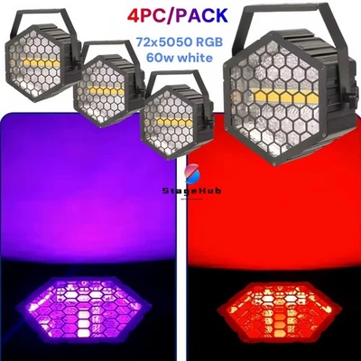 4X LED Retro Par RGBW Pixel Strobe Matrix background Effect DJ Bar DMX Lighting - Image 1 of 4
