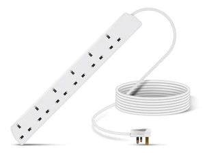 6 Way Extension Lead White - Picture 1 of 5