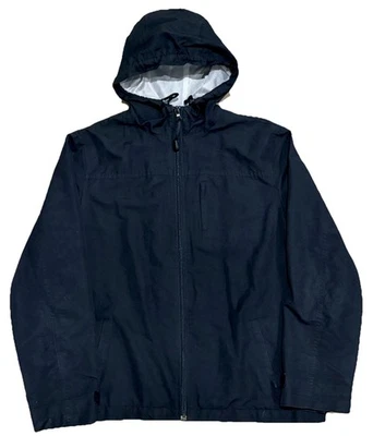 Vintage 90s GAP Full Zip Large Black Windbreaker Hooded Mesh Lined Rain Jacket - Image 1 of 4