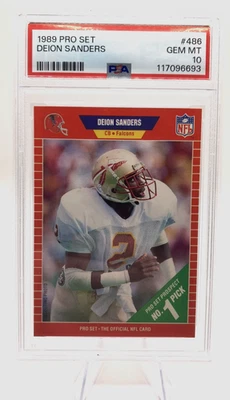 1989 Pro Set - Deion Sanders #486 (RC) Hall of Fame - GEM MINT PSA 10 - Image 1 of 3