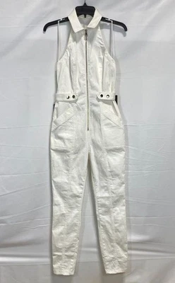 Macacão Bebe Feminino Branco Denim Zíper Fino Halter Tamanho 4 Novo com etiquetas - Imagem 1 de 4