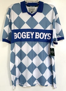 Neu mit Etikett Bogey Jungen XL blau kariert Kurzarm Golf Polo Logo Rautenmuster - Bild 1 von 10
