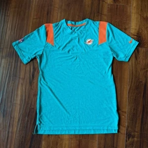 Miami Dolphins NFL On-Field Nike Dri Fit Aqua Orange Short Sleeve Shirt Medium - Picture 1 of 7