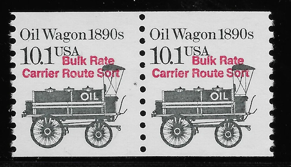 US Scott #2130b, Pair 1988 Oil Wagon 10.1c FVF MNH - Image 1 of 1