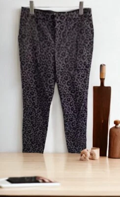 Purple Gray Rebecca Taylor Cropped Animal Print Leopard Pants sz 4 Mid Rise - Image 1 of 4