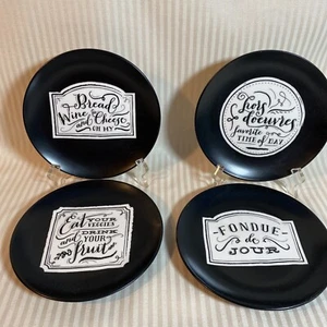 Pier One Appetizer, Cheese, Dessert Plates 4 Designs Black Plates - Picture 1 of 10