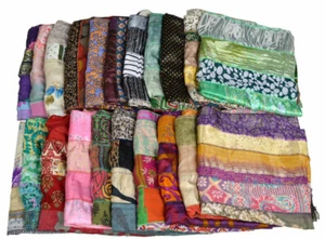 Indian Silk Sari Scarves Headwraps Scarf Stole Neckwraps Girls Fashion Lot 5 Pcs - Picture 1 of 5