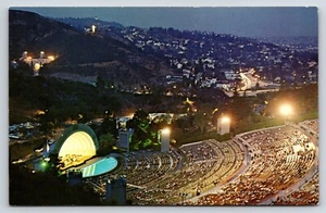 Hollywood Bowl at Night View Hollywood, Kalifornien Vintage Postkarte - Bild 1 von 2