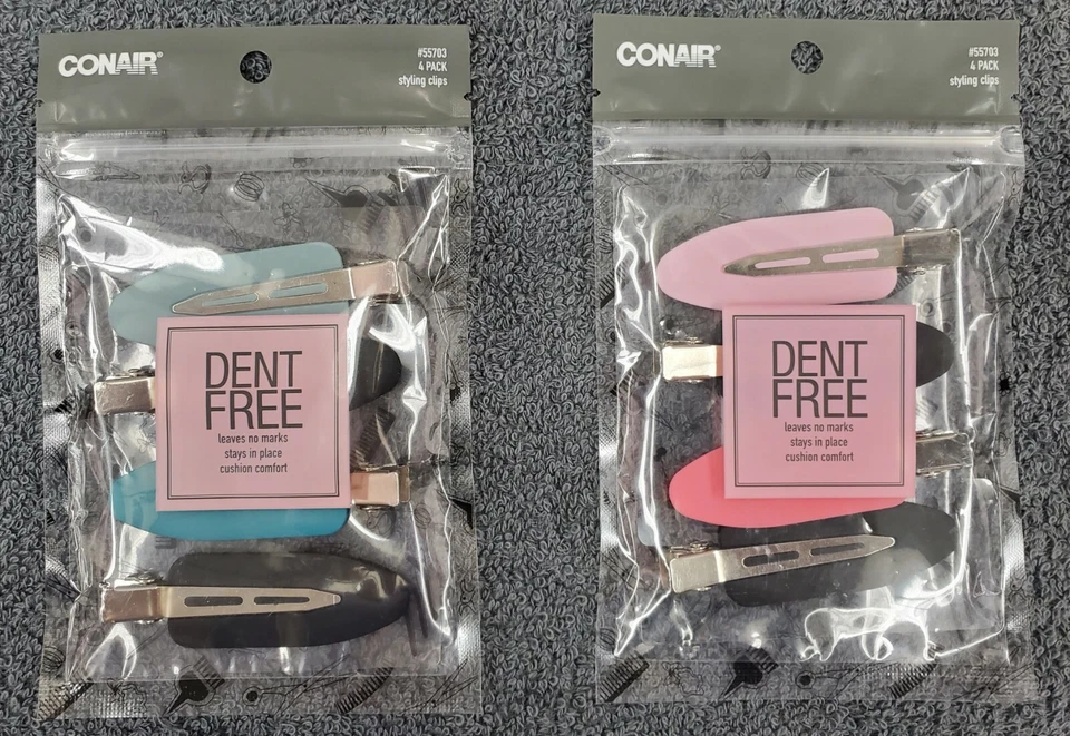 Conair Dent Free Hair Styling Clips, 4 Ct ~ Pink/Black or Blue/Black - Image 1 of 1