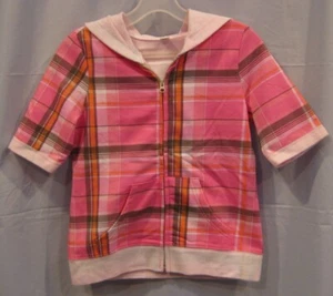 NWT - Girls Plaid S/S Zip Front Hooded Jacket - Pink/Multi - Sz 14 - Picture 1 of 1
