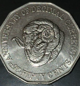 Circulated Australian 50c Fifty cent coin💰1991💰RAMS HEAD 25th Anniversary - Bild 1 von 4
