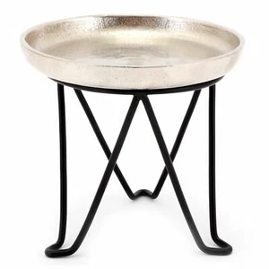 Stylish Silver Metal Candle Holder | Decorative Pillar Candle Tray On Legs - Picture 1 of 3