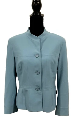 Kasper Petite Button Down Blazer Jacket Blue Shoulder Pads Womens Size 12 - Image 1 of 4