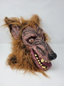 Vintage realistische Fell Latex Grusel Werwolf Wolf Halloween Maske braun Pullover - Bild 1 von 8