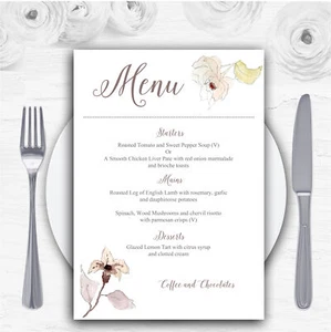Hermosas tarjetas de menú de boda personalizadas con flores de acuarela de melocotón - Imagen 1 de 1