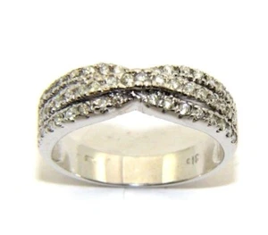 Anillo De Diamantes De Oro Blanco De 9 Quilates Para Mujeres Talla O 1/2 - Imagen 1 de 6