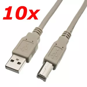 Confezione da 10 cavi scanner stampante 10 piedi USB 2.0 A maschio a USB B maschio per HP Dell - Foto 1 di 2