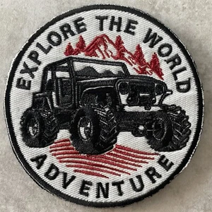 *BRAND NEW* JEEP EXPLORE THE WORLD ADVENTURE PATCH HOOK AND LOOP BACKING - Picture 1 of 3