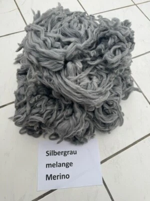 200g Kammzug Abrisse silbergrau/melange Filzen Märchenwolle Filzwolle Nassfilzen - Bild 1 von 3