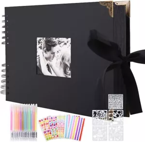 Fotoalbum zum Selbstgestalte Scrapbook 80 Schwarze Seiten Fotobuch Einkleben DIY - Bild 1 von 8