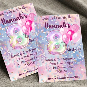 10 personalisierte Einladungen Mädchen rosa Geburtstag Party Mädchen jedes Alter A6 - Bild 1 von 4