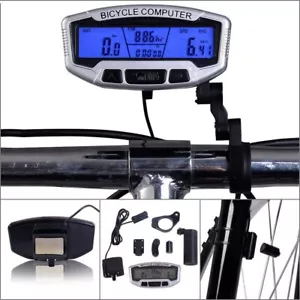 LCD Backlight Bike Computer Odometer Bicycle Cycling Speedometer Waterproof MPH - Picture 1 of 10