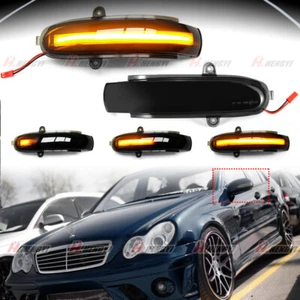 2x LED Smoke Mirror Turn Signal Lights For Mercedes Benz C-Class W203 2004-2007 - Foto 1 di 10